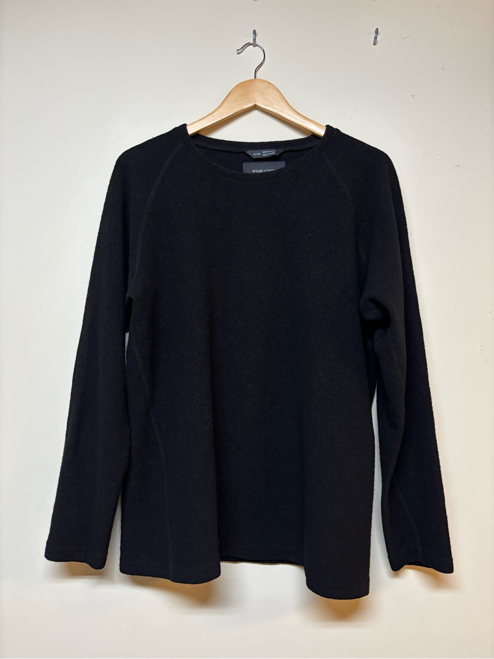 Wings + Horns Wool Crewneck Black Sweater XL